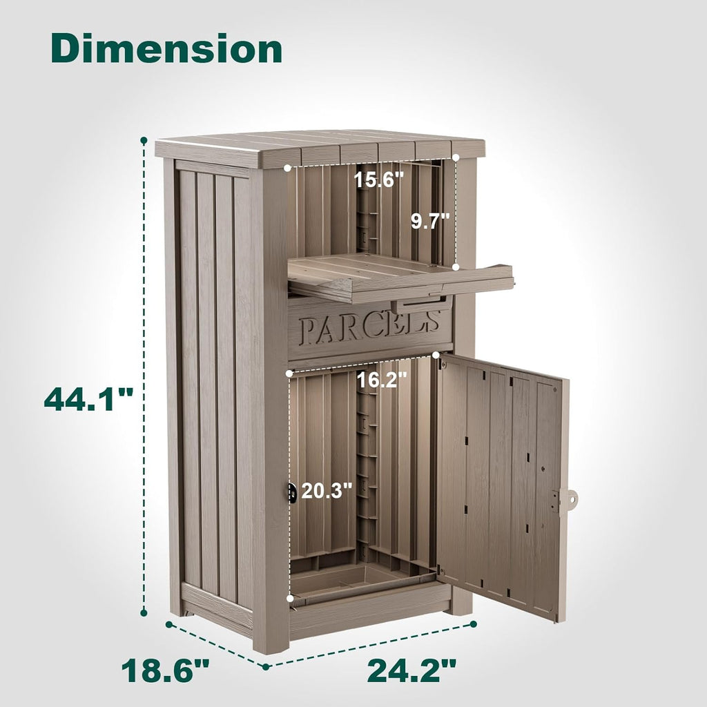Package Delivery Box for Outside, Large Parcel Drop Box with Lockable Secure, Waterproof and Anti-Theft Storage for Porch, Curbside, House (Grey)