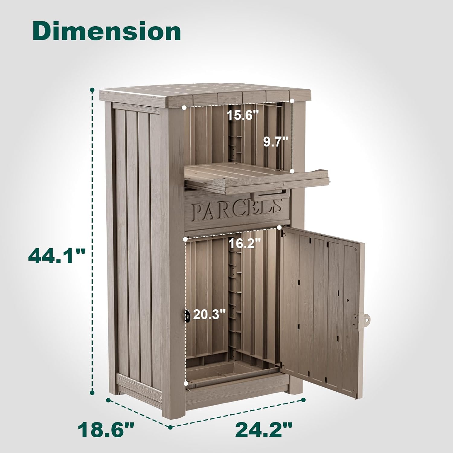 Package Delivery Box for Outside, Large Parcel Drop Box with Lockable Secure, Waterproof and Anti-Theft Storage for Porch, Curbside, House (Grey)