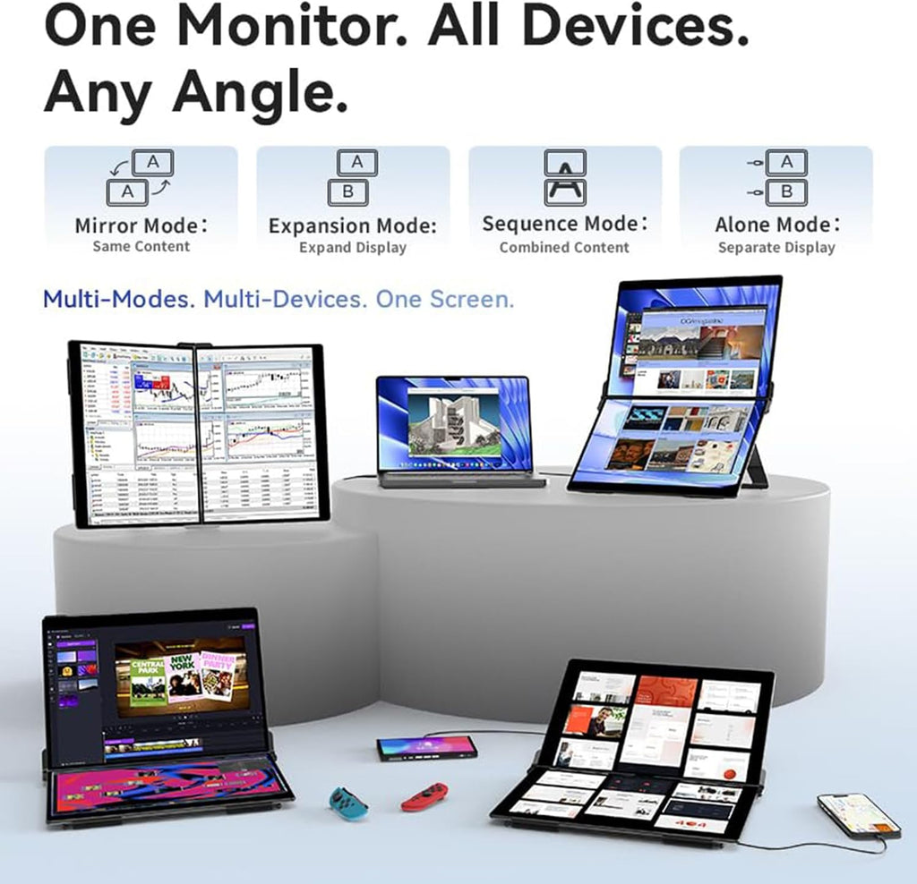 EHOMEWEI X2 Air 2.5K Portable Dual Touchscreen Monitor with Stylus Pen 90Hz 14.2'*2 IPS 2520 * 1680, 400 Nit Brightness, 100% sRGB, for Office/Home/Travel, for Mac/Laptop/Smartphone Extender Screen