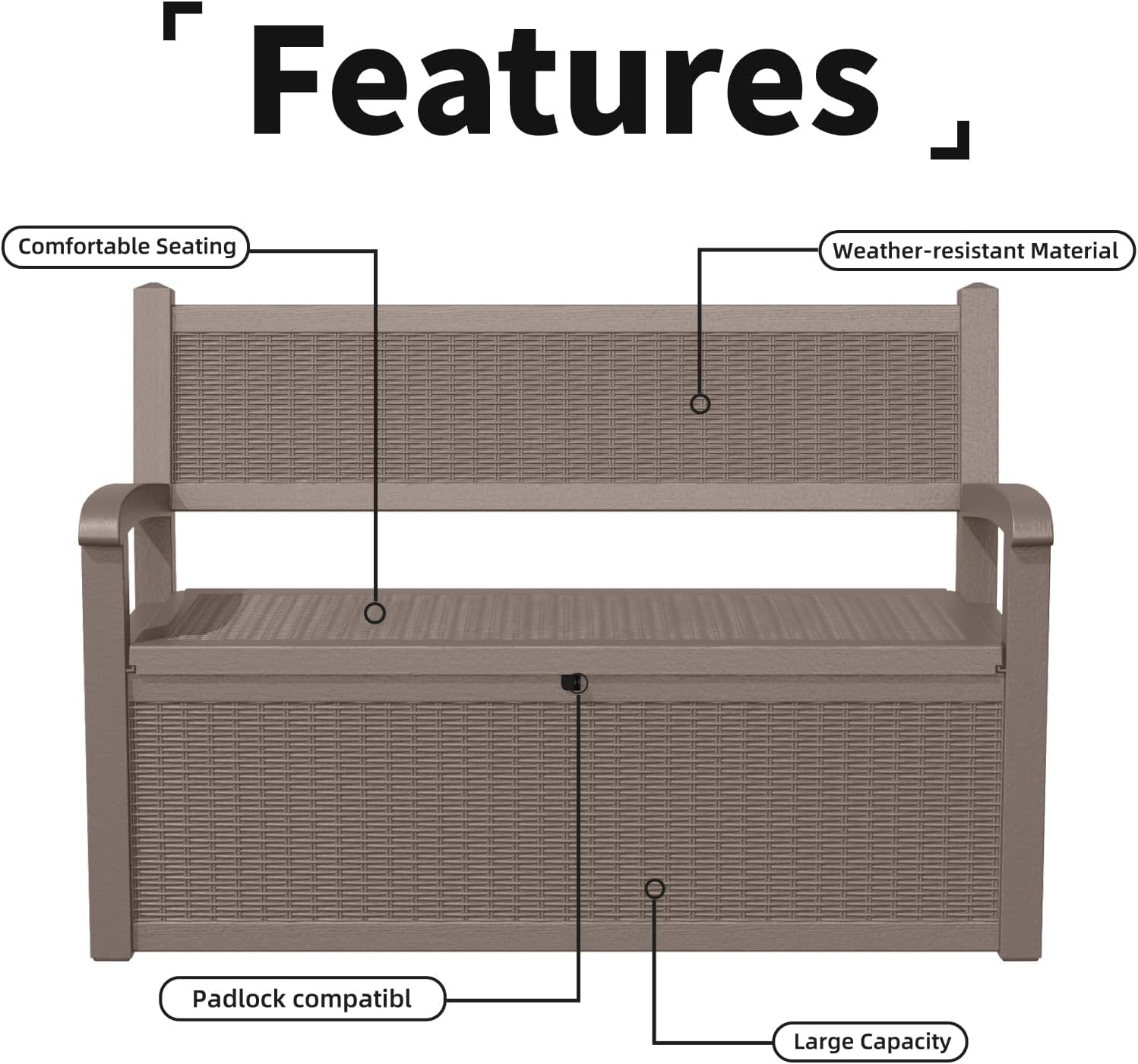 EasyUp 80 Gallon Outdoor Storage Bench Lockable Deck Box Outdoor Storage Box Waterproof for Patio,Garden,and Porch – Perfect for Storing Garden Tools and Cushions(Gray)