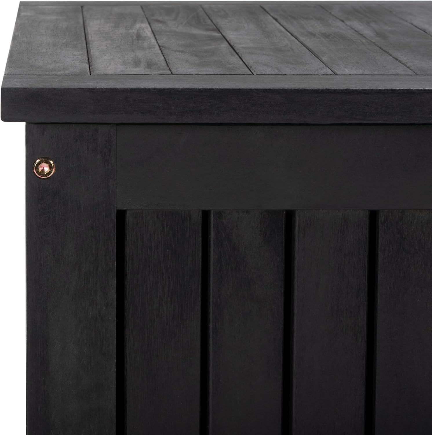 SAFAVIEH Outdoor - Abri Cushion Storage Box - Black Solid Wood - Coastal Resort Storage Bench Design - Ideal for Patio, Deck, Porch, Backyard, 18'W x 47'D x 19'H (PAT7037D)