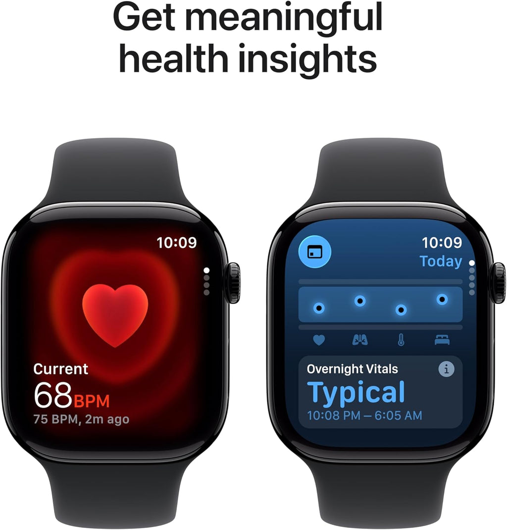 Apple Watch Series 11 [GPS 46mm] Smartwatch with Jet Black Aluminum Case with Black Sport Band - M/L. Sleep Score, Fitness Tracker, Health Monitoring, Always-On Display, Water Resistant