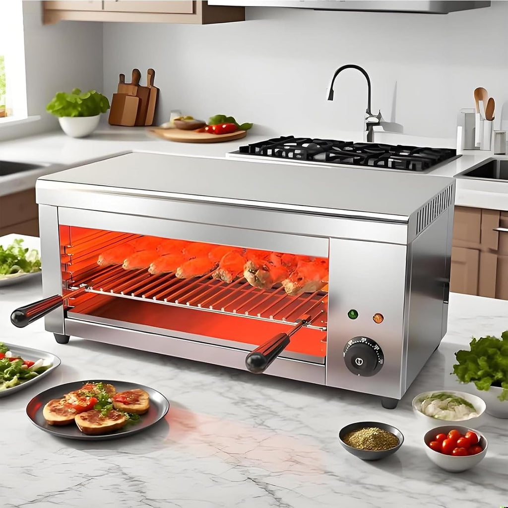 No-Smoke Electric Indoor Grill With 2000W Fast Heating - 30L Large Capacity, 4 Level Adjustable Rack System, 50-300°C Thermostat, Wall Mountable Design