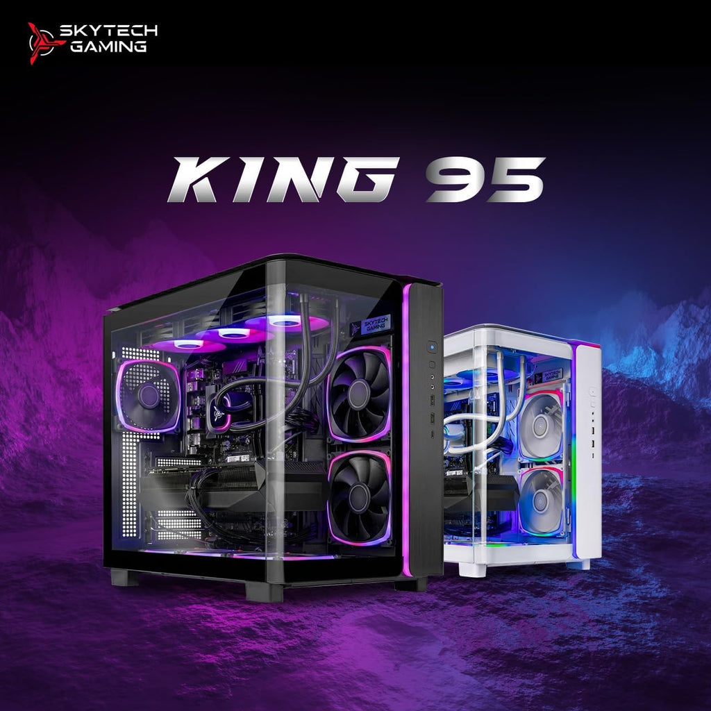 Skytech Gaming King 95 Gaming PC, Intel Ultra 7 270K Plus 5.4GHz, NVIDIA RTX 5070 Ti 16GB VRAM, 1TB Gen4 NVMe SSD, 32GB DDR5 RAM 6000, 850W Gold ATX 3 PSU, 360 ARGB AIO, WI-FI 6, Windows 11, Desktop