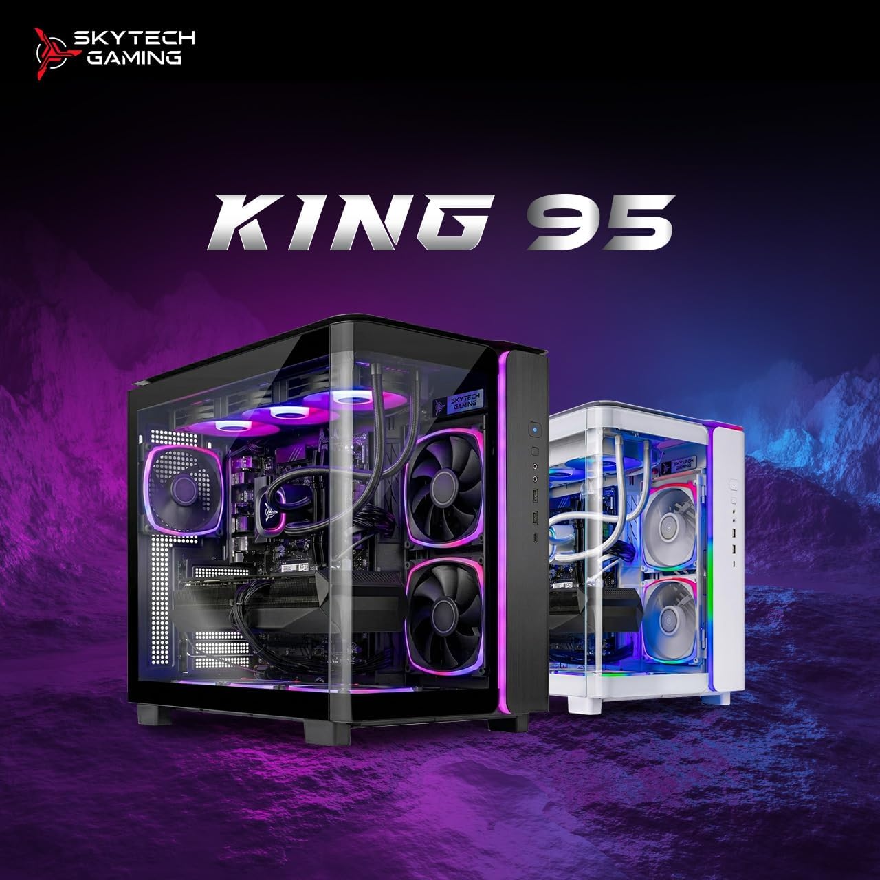 Skytech Gaming King 95 Gaming PC, Intel Ultra 7 270K Plus 5.4GHz, NVIDIA RTX 5070 Ti 16GB VRAM, 1TB Gen4 NVMe SSD, 32GB DDR5 RAM 6000, 850W Gold ATX 3 PSU, 360 ARGB AIO, WI-FI 6, Windows 11, Desktop