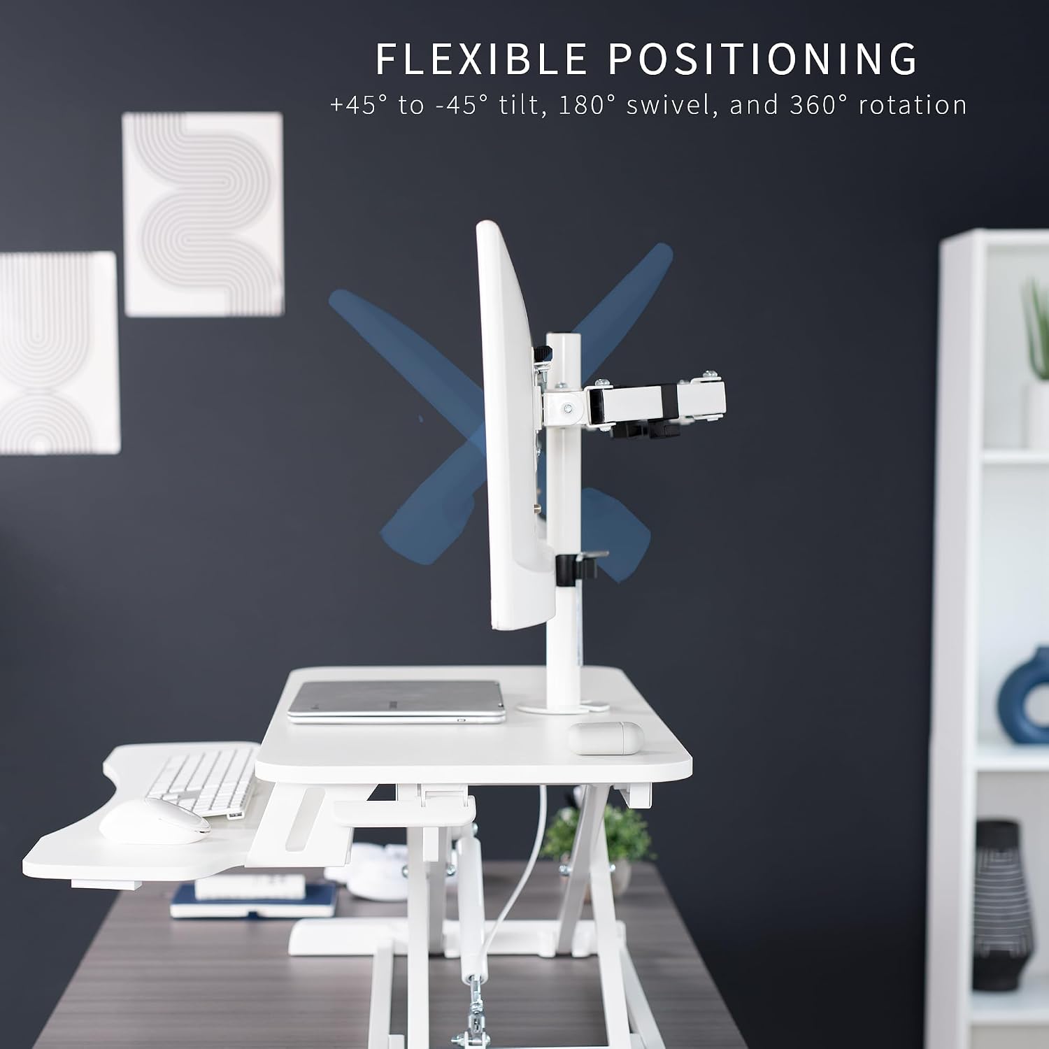 VIVO Height Adjustable 32 inch Standing Desk Converter with Dual 13 to 30 inch Monitor Stand, Sit Stand Monitor Mount and Desk Riser, White, DESK-V000K-M2W