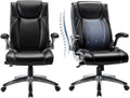 COLAMY Office Desk Chair, Ergonomic Computer Chair with Padded Flip-Up Arms and Thick Cushion, Leather office chair with High Back Adjustable Height and Tilt for Working for Working, Study, Gaming,2PC