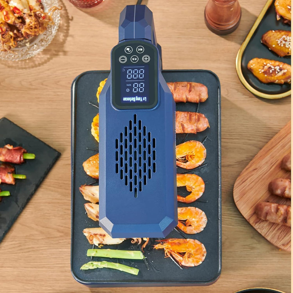 Electric Smokeless Indoor Grill with Radiator and Non-Stick Cooking Surface & Adjustable Temperature Knob, 80°-280°, LCD Display, Fast Heat Up, Easy to Clean Design, for Family BBQ.
