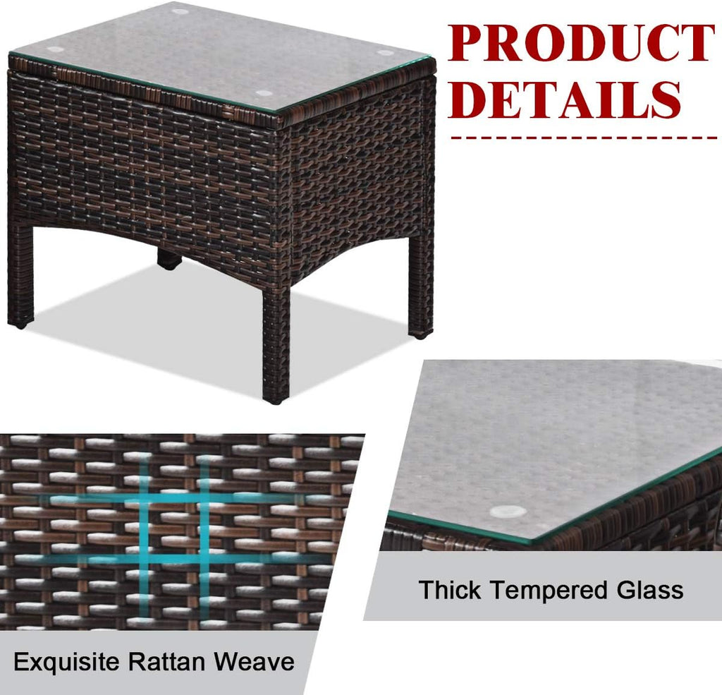 COSTWAY 3PCS Patio Furniture Set, Outdoor Wicker Cushioned Sofa Set with Coffee Table, All Weather Rattan Conversation Set for Garden Balcony Backyard Poolside Lawn, Red