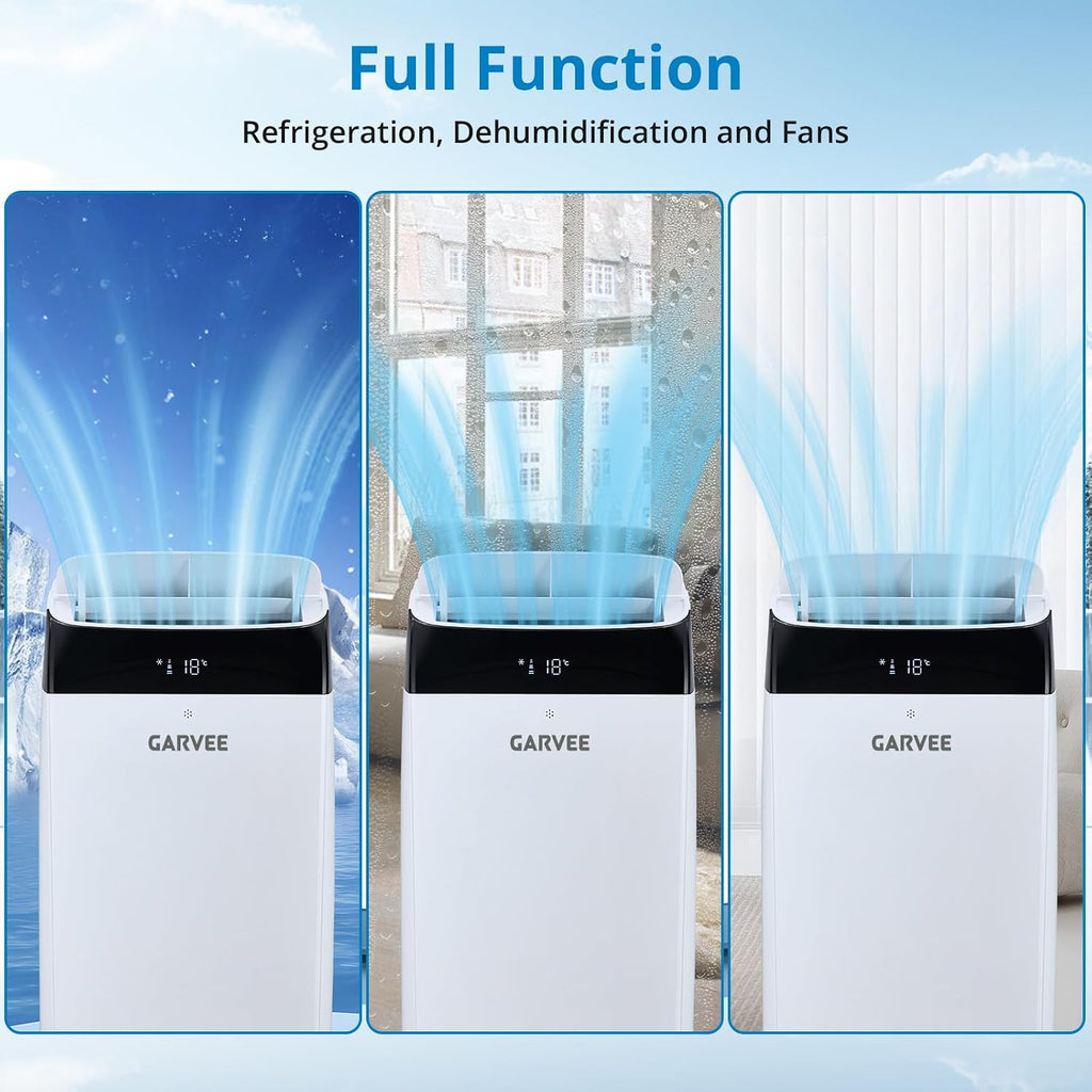 Garvee Portable Air Conditioner 3 in 1 with Remote Cool & Dual Motors & Auto Swing, 14000 BTU(ASHRAE)/10200 BTU (SACC), Dehumidifier & Fan Modes For Home Up To 750 Sq.Ft