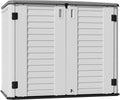 Mrosaa Outdoor Patio Storage Shed,Waterproof Horizontal Outdoor Storage Cabinet for Garbage Cans,Tools and Lawnmower Lockable(34 Cu.ft-Warm-White)