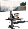 AVLT Electric Standing Desk Converter for Dual 32' Monitors, Motorized Sit to Stand Riser with 28'x16' Tabletop, Large Keyboard Tray, Height Adjustable, Sturdy Base, Small Footprint