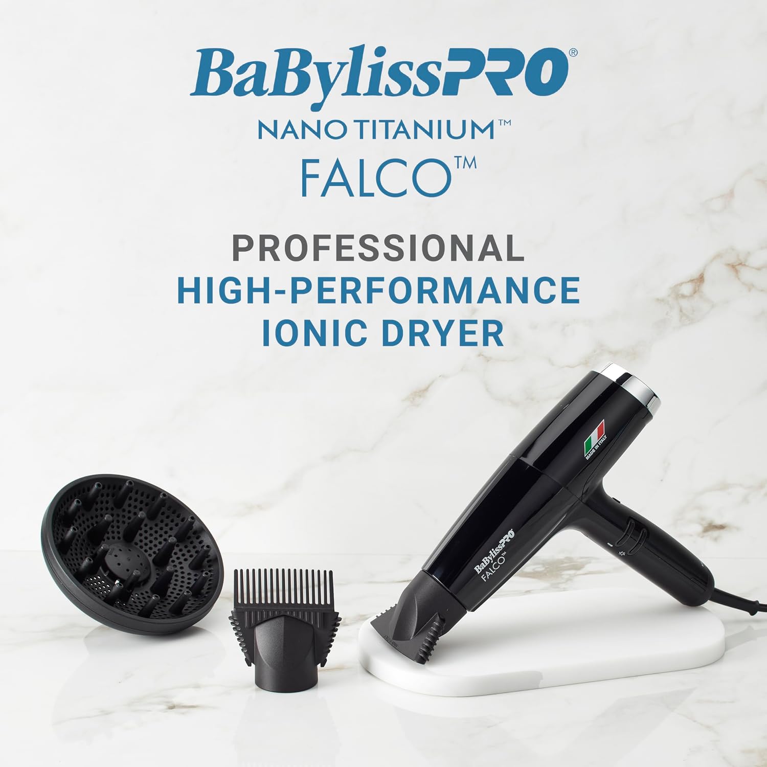 BaBylissPRO® Nano Titanium™ Professional Italian High-Speed Falco Hair Dryer - 2000 watts and Ionic