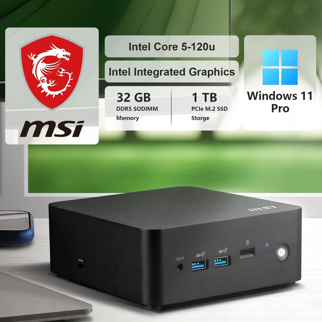 msi Cubi NUC Business Mini Desktop, 10-Core Intel Core 5 120U Processor, 16GB DDR5 RAM, 1TB SSD, Support 4-Monitor 4K, Thunderbolt 4, HDMI, MicroSD Card Reader, Wi-Fi 6, Windows 11 Pro