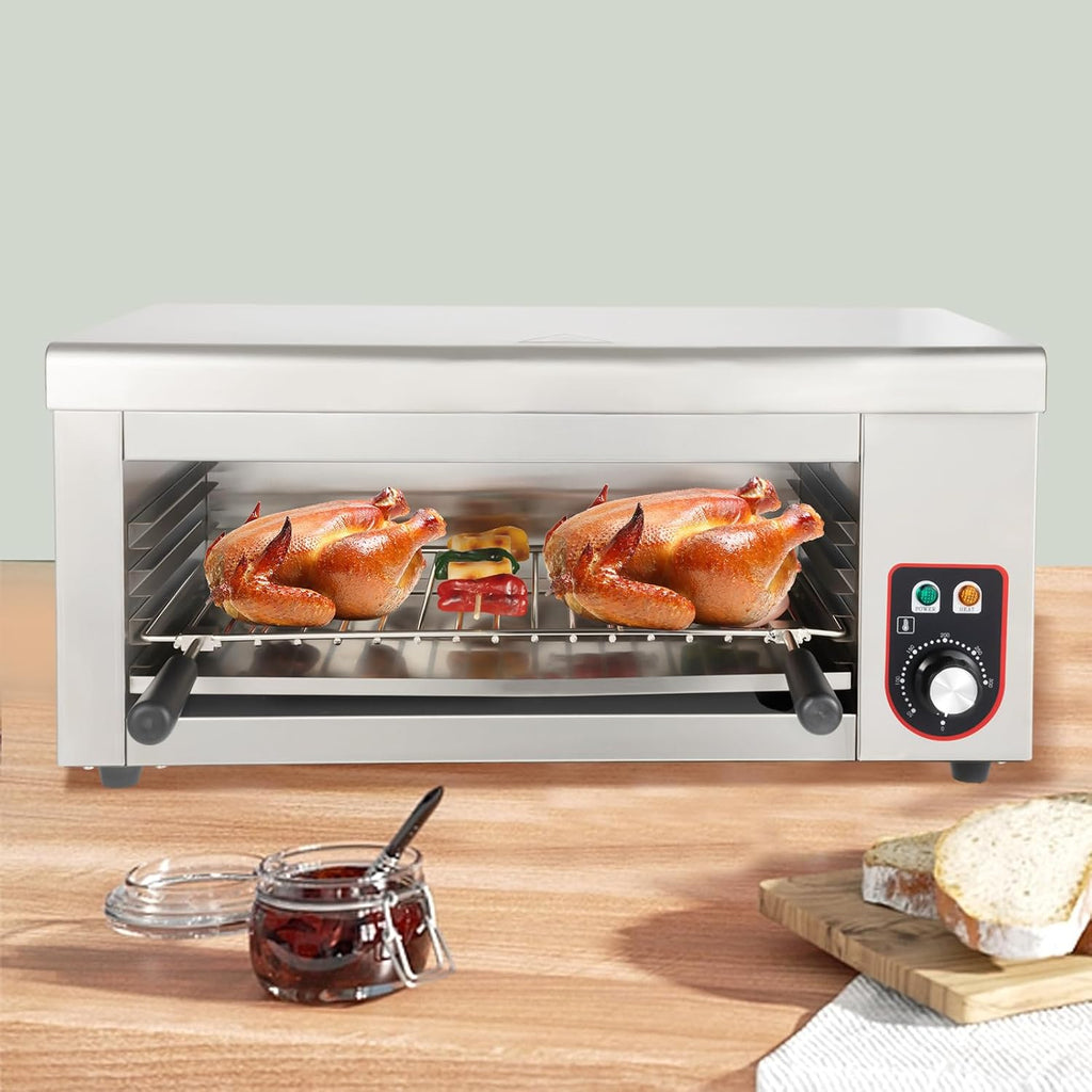 Electric Cheese Melter Cheesemelter Grill 1500W Countertop Indoor Electric Grill, Temperature Adjustable 122-572°F Commercial Cheese Melter Stainless Steel Toaster Oven