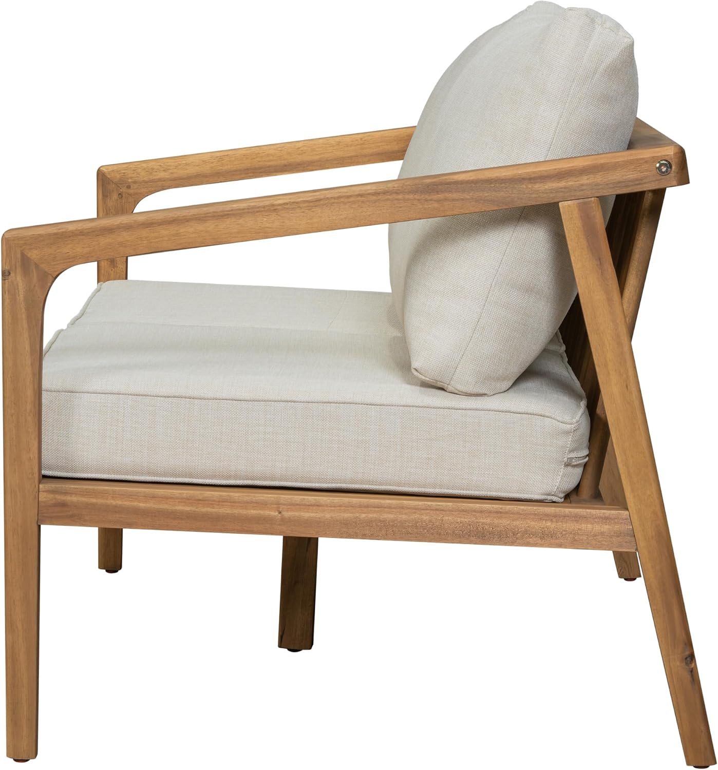 Christopher Knight Home Dena Patio 4-Piece Conversation Set, Outdoor 4-Seater Acacia Wood Sofa Chat Set,Garden Furniture,Loveseat,Coffee Table,Set of 2 Club Chairs, Removable Cushions, Teak+ Beige