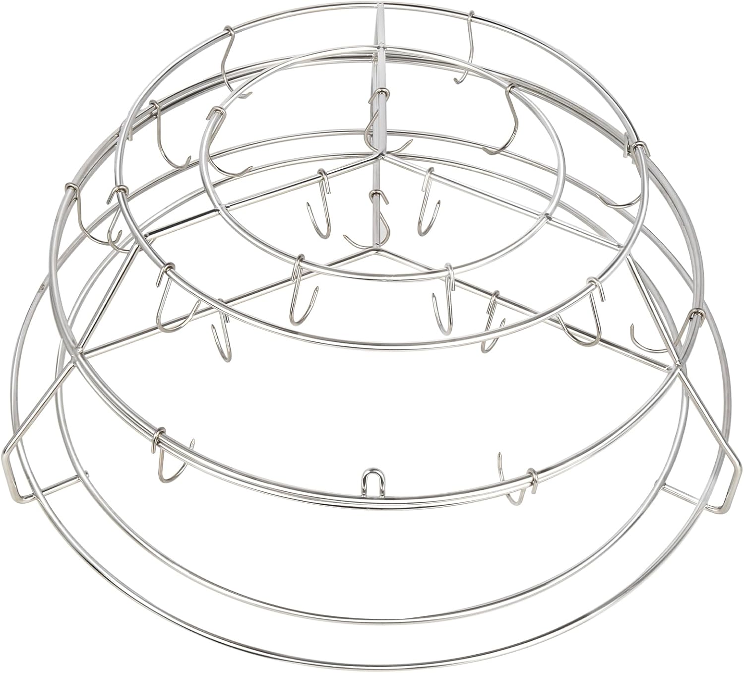 3-Tier Rib Hanging System for Big Green Egg XL, for Kamado Joe Big, Rib Hanger with Removable Cooking Hooks 304 Stainless Steel Replacement Kit Grill Racks BGE Accessories