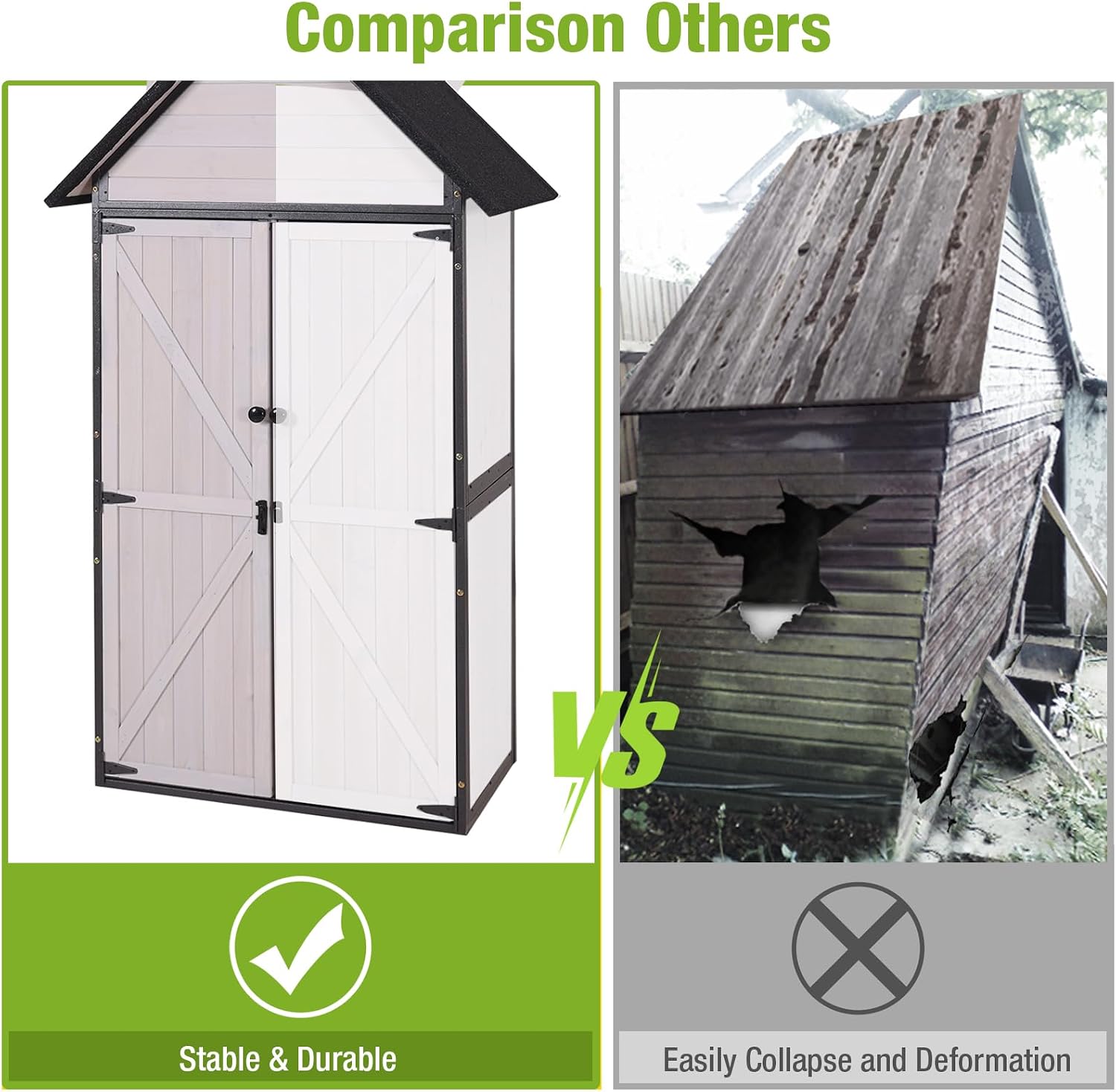 Outdoor Storage Shed with All Around Strong Metal Frame, Garden Shed with Floor, Wooden Tool House with Adjustable Shelfs, for Backyard Garden Patio Lawn (Grey, Extra Large)