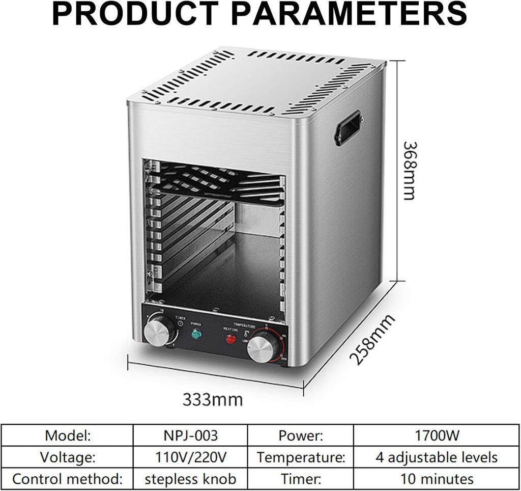 Electric Steak Grill, Commercial Indoor Countertop Oven, Adjustable Time Temperature, 800°C Constant Temperature Electric Grill, for Toast, and Broil Chicken, Beef, Pork, and Vegetables,NPJ-003-110V