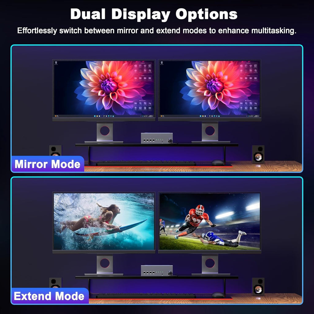 8K@60Hz DisplayPort KVM Switch Dual Monitor for 4 Computers | 4K@144Hz DP 1.4 w/DSC | USB 3.0 Hub & Hotkey Switching | 1.5m Remote Controller