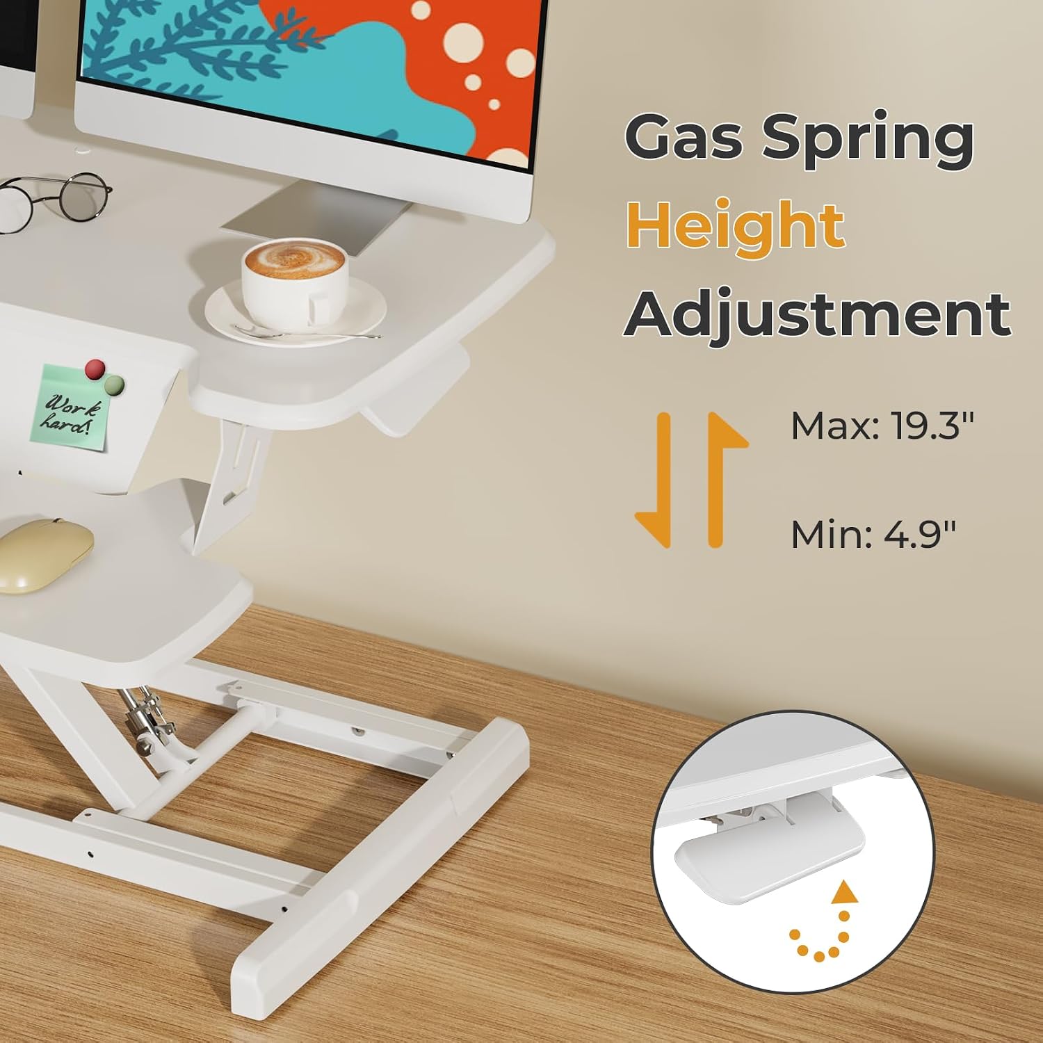 JOY worker Standing Desk Converter, 32' Height Adjustable Sit Stand Up Desk Riser with Keyboard Tray & 6 Fridge Magnets, Desktop Workstation Riser for Home Office Computer Laptop, White