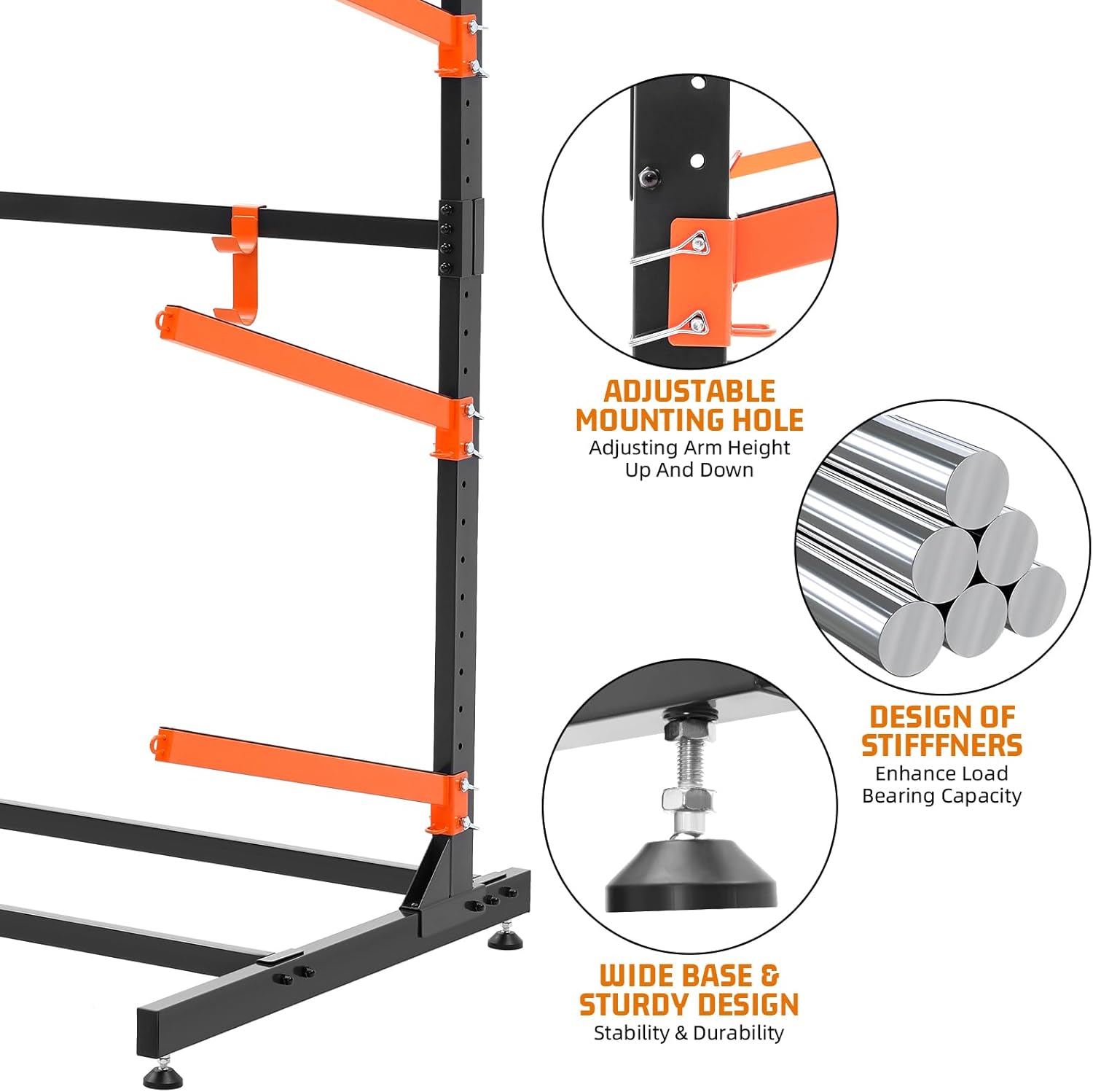 Kayak Storage Rack, Freestanding Kayak Racks for Garage, Heavy Duty Adjustable Kayak Stand Indoor Outdoor Storage Rack for Kayaks, Canoes, Surfboard & Paddleboard