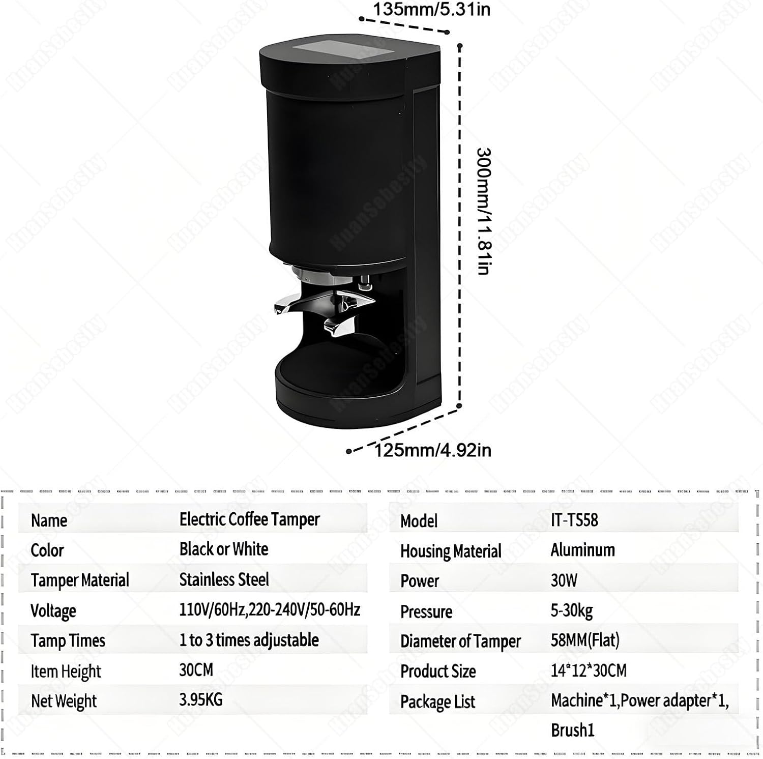 New 58mm Coffee Tamper,Automatic Electric Bean Powder Press Machine for Expresso,Coffee Tamper Machine,10-30kg Pressure,Adjustable Bracket Lift for Home and Office