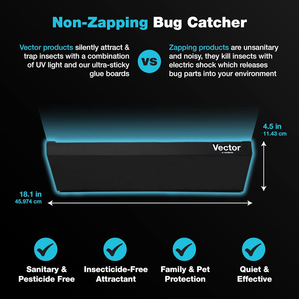 Catchmaster Vector Optima Black, UV Light Fly Traps for Home, Gnat Traps for House Indoor, Shatterproof Bulbs, UV Lamp Insect Killer, Bug Catcher for Kitchen, Garage, & Warehouse