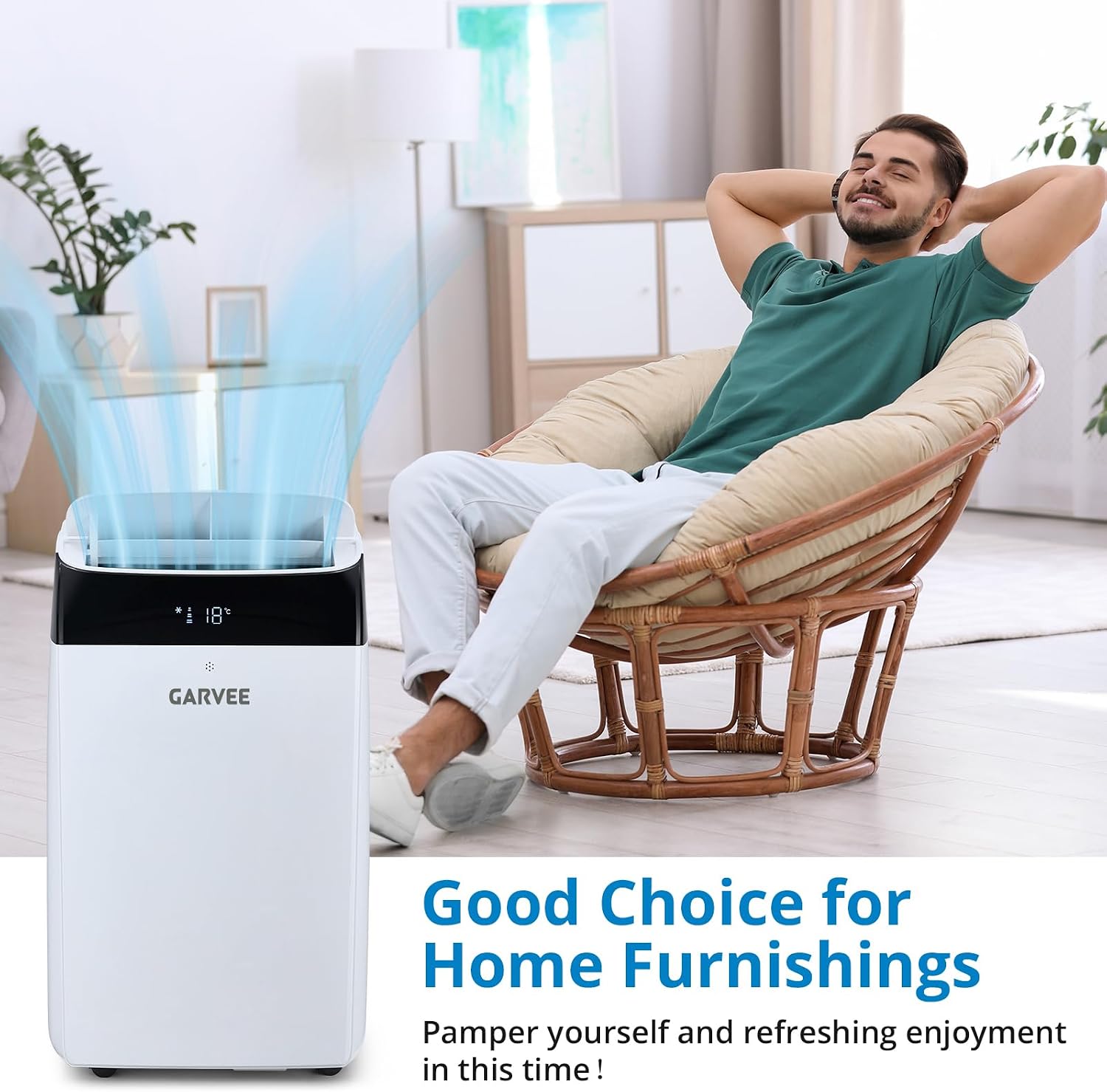 Garvee Portable Air Conditioner 3 in 1 with Remote Cool & Dual Motors & Auto Swing, 14000 BTU(ASHRAE)/10200 BTU (SACC), Dehumidifier & Fan Modes For Home Up To 750 Sq.Ft