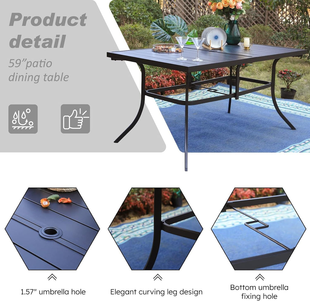 Sophia & William 7 Pieces Patio Dining Set, 6 Quick Dry Textilene Chairs and a Powder-Coated Outdoor Dining Table, Durable All-Weather Patio Furniture for Lawn, Park, and Courtyard Support 350lbs