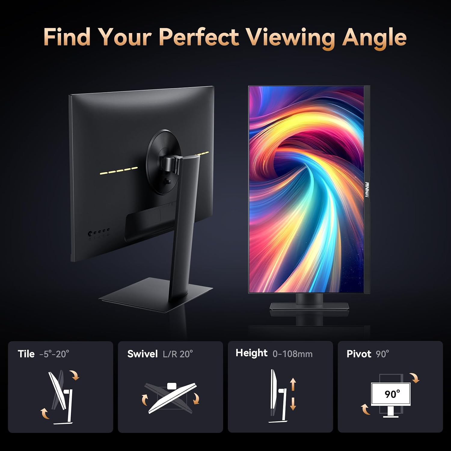 27 Inch Computer Monitor - Fast IPS 2K QHD 2560 x 1440p Desktop Monitor 100Hz 16:9 Display HDMI 2.0 & DP1.4 AMD FreeSync 100% sRGB TÜV Eye Care PC Gaming Screen Support Vesa Height/Tilt/Swivel/Pivot
