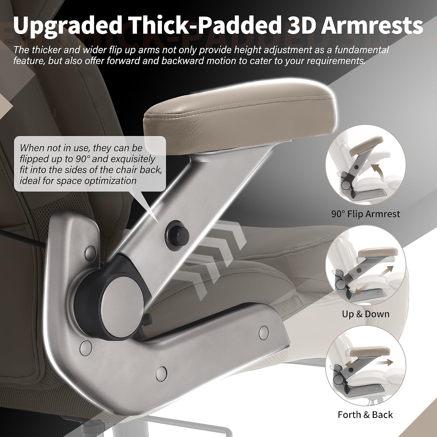 Big and Tall Office Chair 700lbs - Adjustable Headrest&Lumbar Support, 3D Flip Arms, Large Wheels &Heavy Duty Metal Base, Ergonomic High Back Computer Chair Desk Chair, Thick Padded Extra Wide Seat
