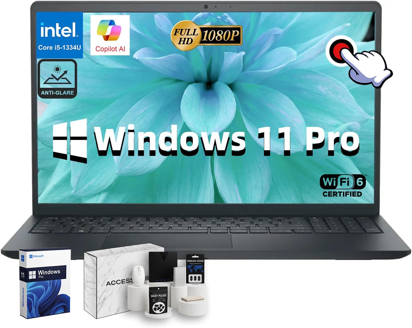 Dell Inspiron 15 Business Laptop -w/Accessories • Intel 10-Core i5-1334U • 15.6' FHD Anti-Glare Touchscreen • Intel UHD Graphics • Copilot AI • Wi-Fi 6 • Windows 11 Pro • 64GB RAM • 1TB SSD