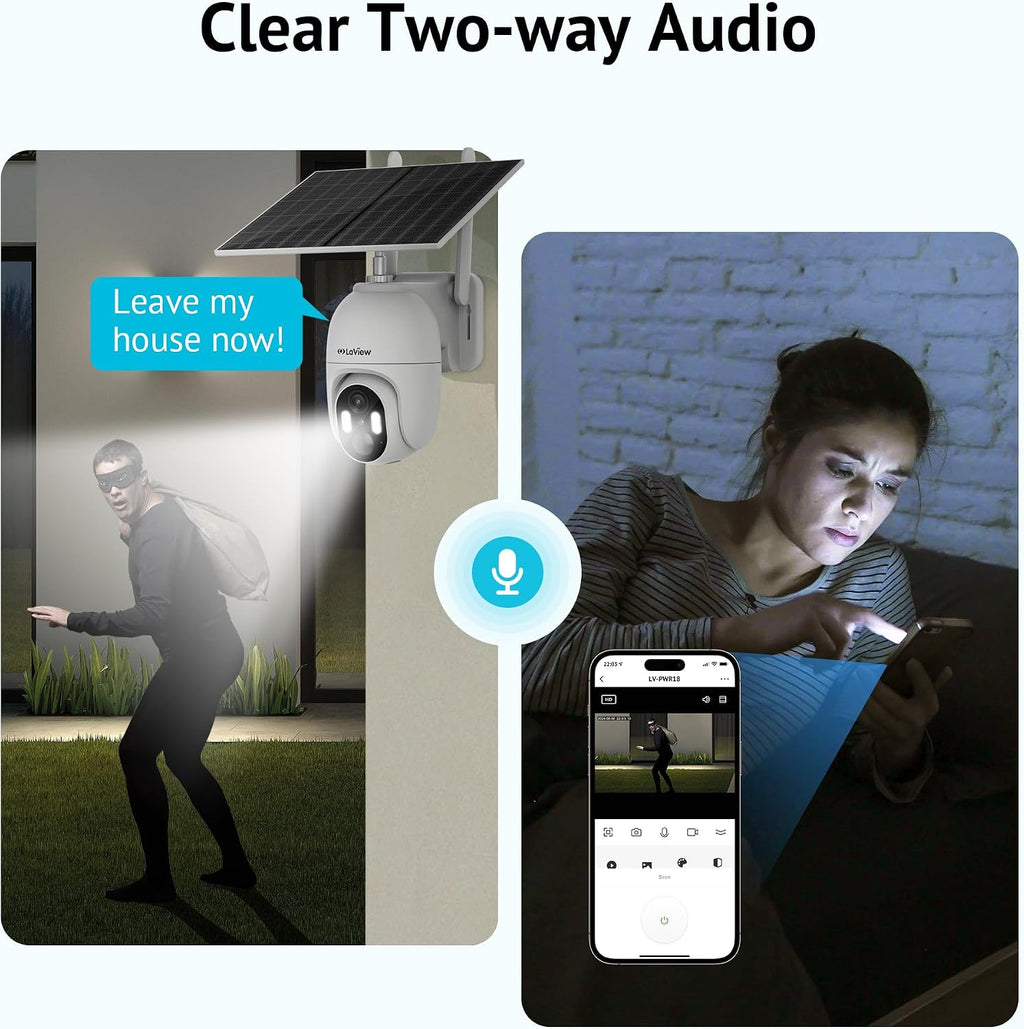 LaView 4G LTE Cellular Security Camera 2K Solar Camera Outdoor Wireless, Solar Powerd Security Camera with Color Night Vision, 3MP HD Cameras for Home Security Motion Detection,US Cloud