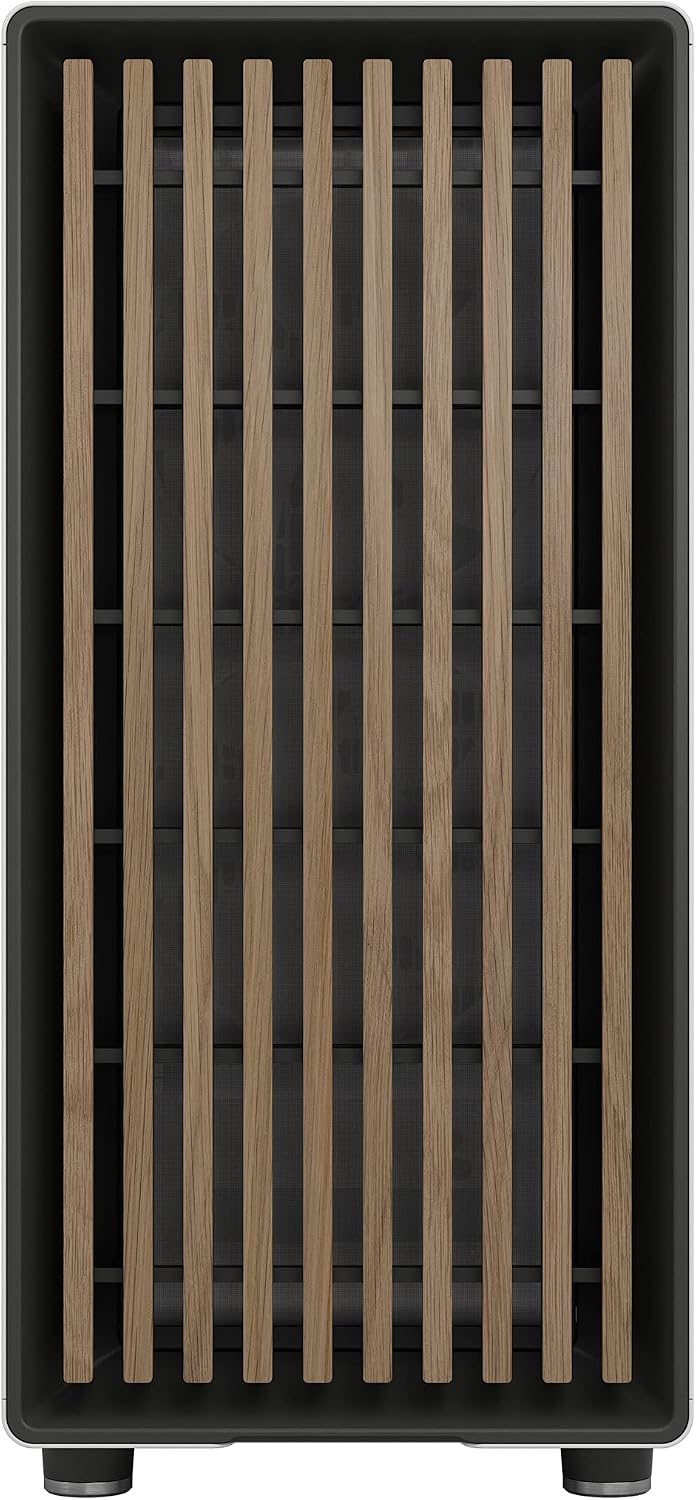 Fractal Design North Chalk White - Genuine Oak Wood Front - Mesh Side Panels - Two 140mm Aspect PWM Fans Included - Type C USB - ATX Airflow Mid Tower PC Gaming Case