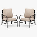 PHI VILLA Patio Furniture Conversation Set for 2, Deluxe Outdoor Patio Set with 2 Stable Padded Sofa Chair