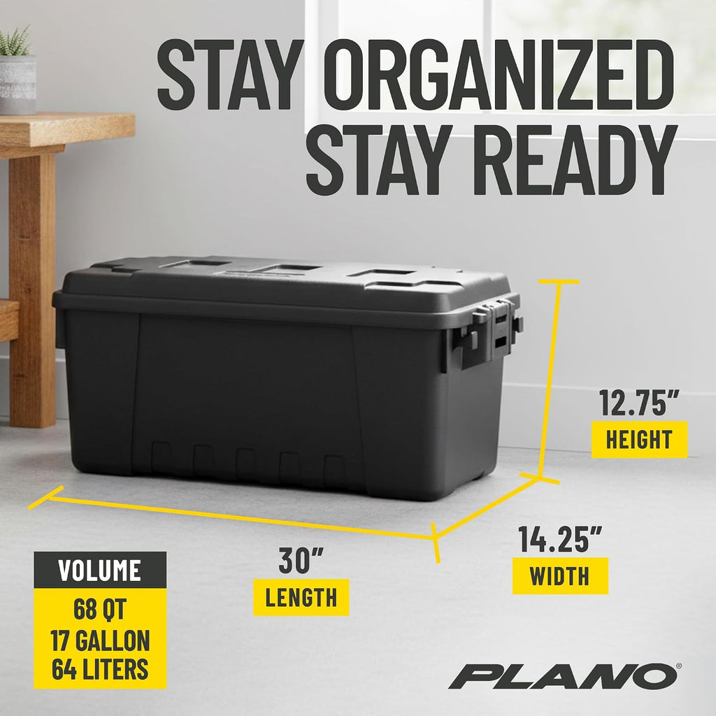 Plano 4 Pack Medium Sportsman's Trunk for Outdoor or Indoor Gear and Tools for Hunting, Camping and Fishing Equipment, Rugged Organization, Black