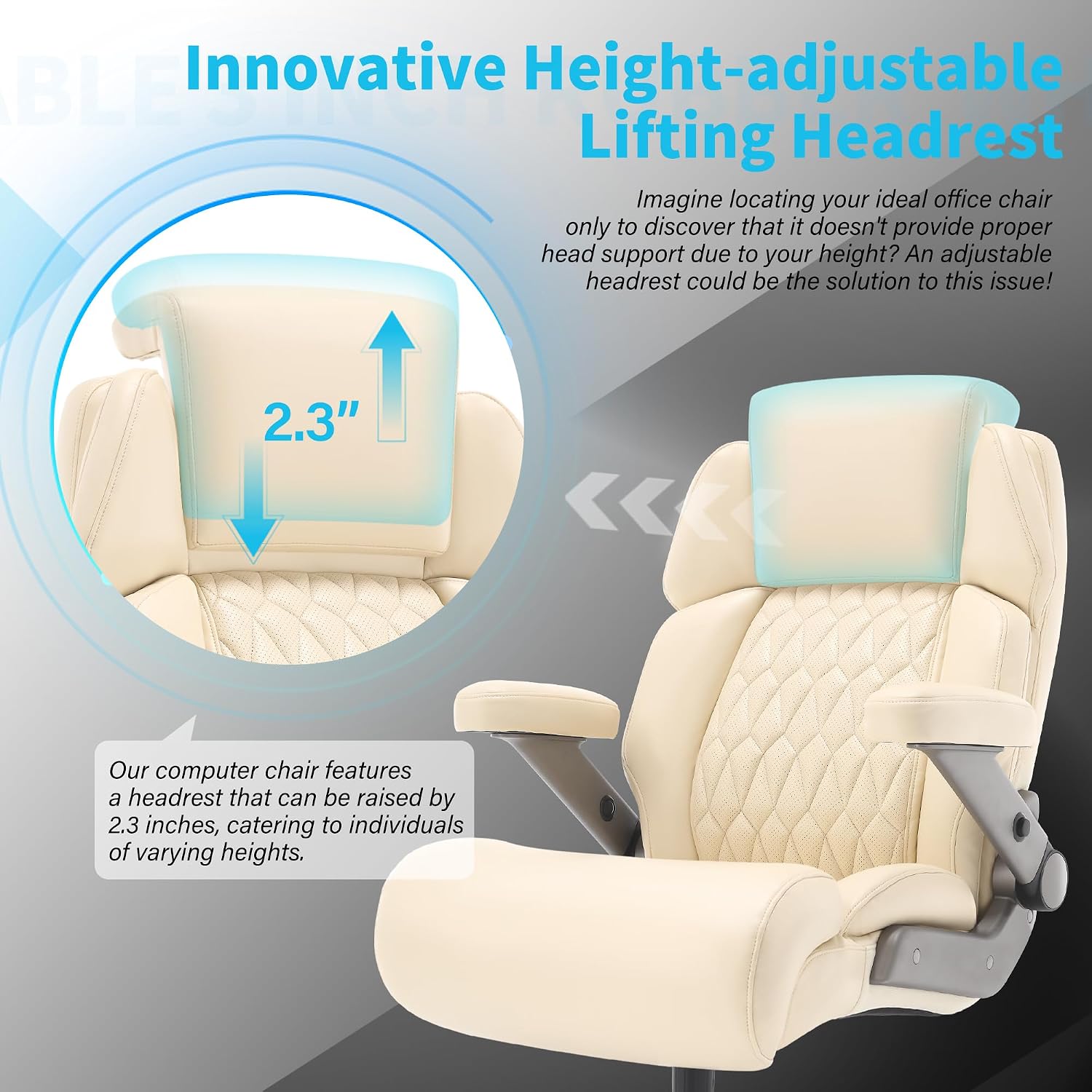 Big and Tall Office Chair 700lbs - Adjustable Headrest&Lumbar Support, 3D Flip Arms, Large Wheels &Heavy Duty Metal Base, Ergonomic High Back Computer Chair Desk Chair, Thick Padded Extra Wide Seat