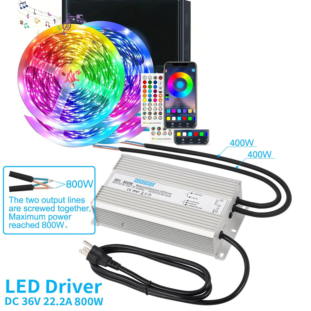 LED Driver 36V 800W Waterproof Power Supply AC90-135V to DC36V22.2A IP67 Waterproof Low Voltage Converter Suitable for Outdoor LED Lighting Sign Advertising Light Box and 36V DC Equipment