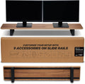 ULTRARM Moodular Wooden Monitor Stand 45.6' (116cm) Large Desk Organizer with Metal Slide Rails for Drawer, Tray, Laptop, Tablet, Phone & Headphones Customizable Riser for Organized Workspace Walnut