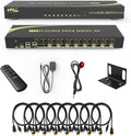eKL KVM Switch, 8 Port v2.0 HDMI KVM Switch Supports Hotkeys Swapping 4K@60Hz 4:4:4 1080p 3D, 8 in 1 Out 8 PCs Sharing with One Set of Keyboard and Mouse