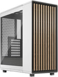 Fractal Design North Chalk White Tempered Glass Clear - Genuine Oak Wood Front - Glass Side Panel - Two 140mm Aspect PWM Fans Included - Type C USB - ATX Airflow Mid Tower PC Gaming Case