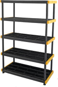 CX Black & Yellow, 5-Tier Heavy Duty Plastic Storage Shelves that Support up to 200lbs/shelf, Organization and Storage, Weather-Resistant Design, Easy Assembly (72'H x 48'W x 20'D)