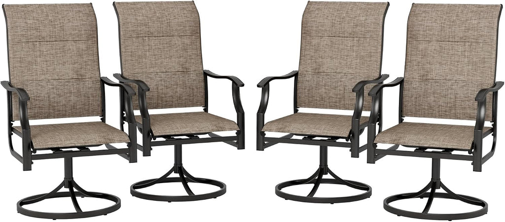 Sophia & William Outdoor Patio Swivel Dining Chairs Set of 4, High Back Padded Patio Dining Chairs, All Weather Textilene Mesh Fabric for Backyard, Poolside, Balcony and Garden