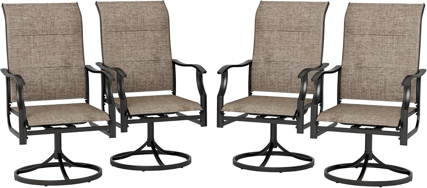 Sophia & William Outdoor Patio Swivel Dining Chairs Set of 4, High Back Padded Patio Dining Chairs, All Weather Textilene Mesh Fabric for Backyard, Poolside, Balcony and Garden
