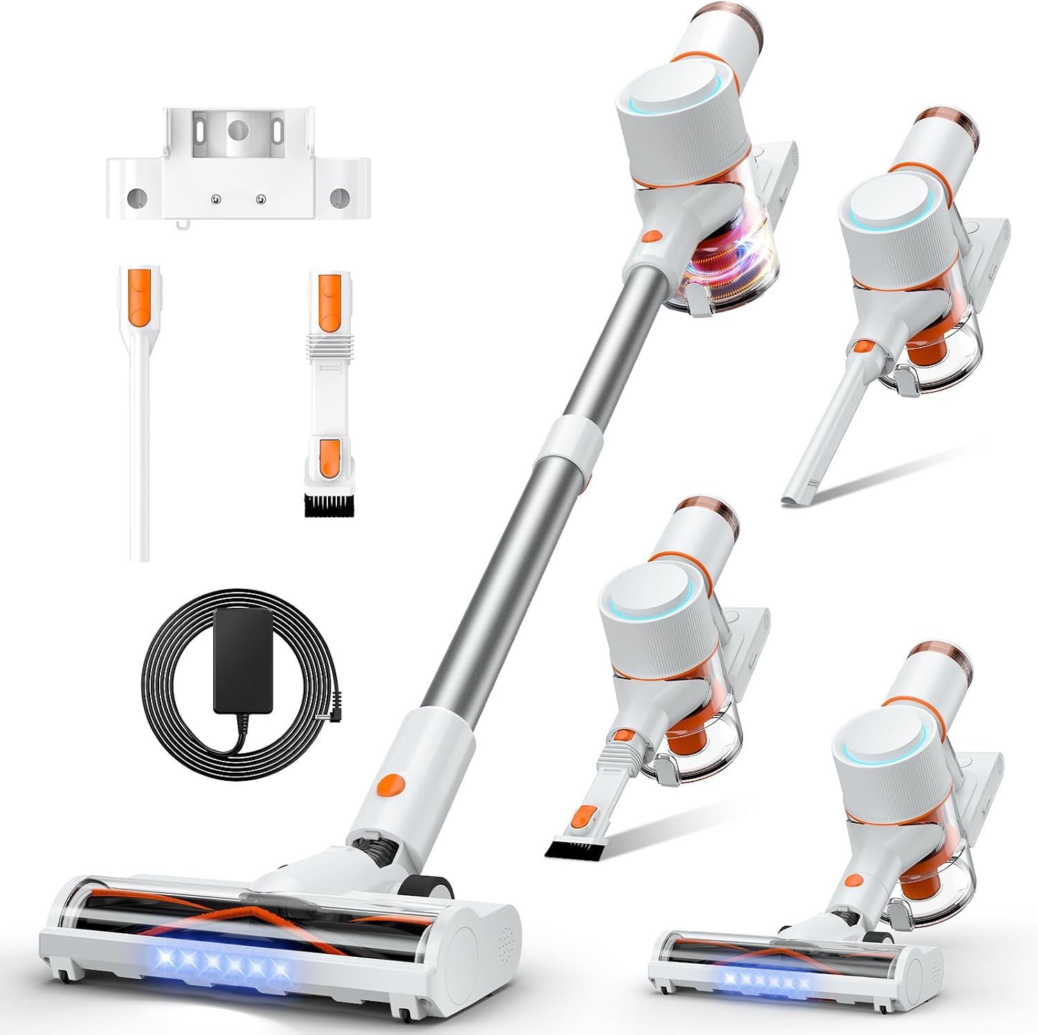 Cordless Vacuum Cleaner, Stick Vac with LED Touch Screen, 45KPA Powerful Suction, Up to 60 Mins Runtime, 7-Stage HEPA Filter, V-shaped Anti-Tangle Brush, Lightweight for Carpet, Hard Floor, Pet Hair