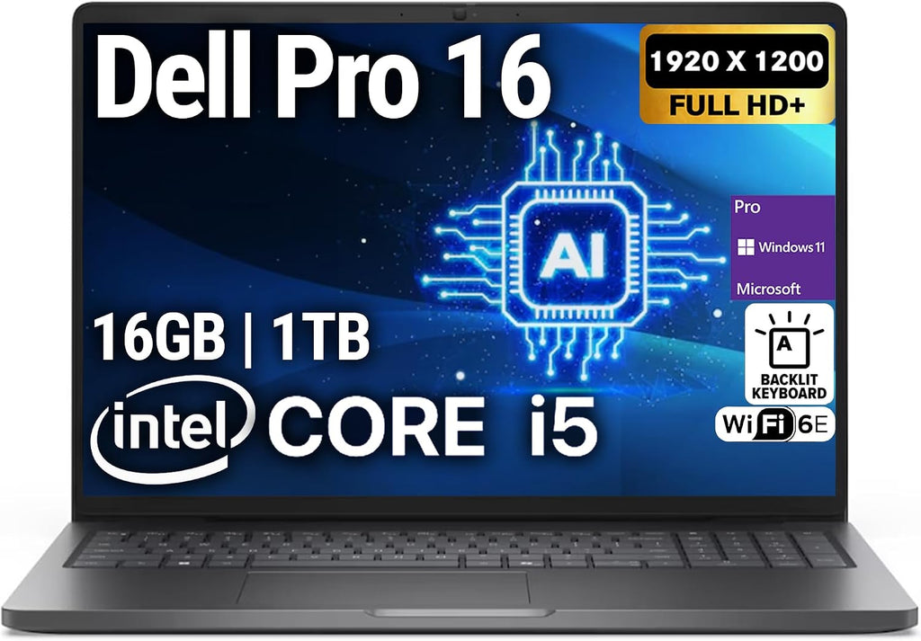 Oemgenuine Dell Pro 16(Next-gen Latitude 3550) 16' FHD+ Display Business Laptop, Intel 10 Core i5-120U, 16GB DDR5 RAM, 1TB SSD, WiFi 6E + BT, Backlit Keyboard, HD Webcam, RJ-45, Win 11 Pro