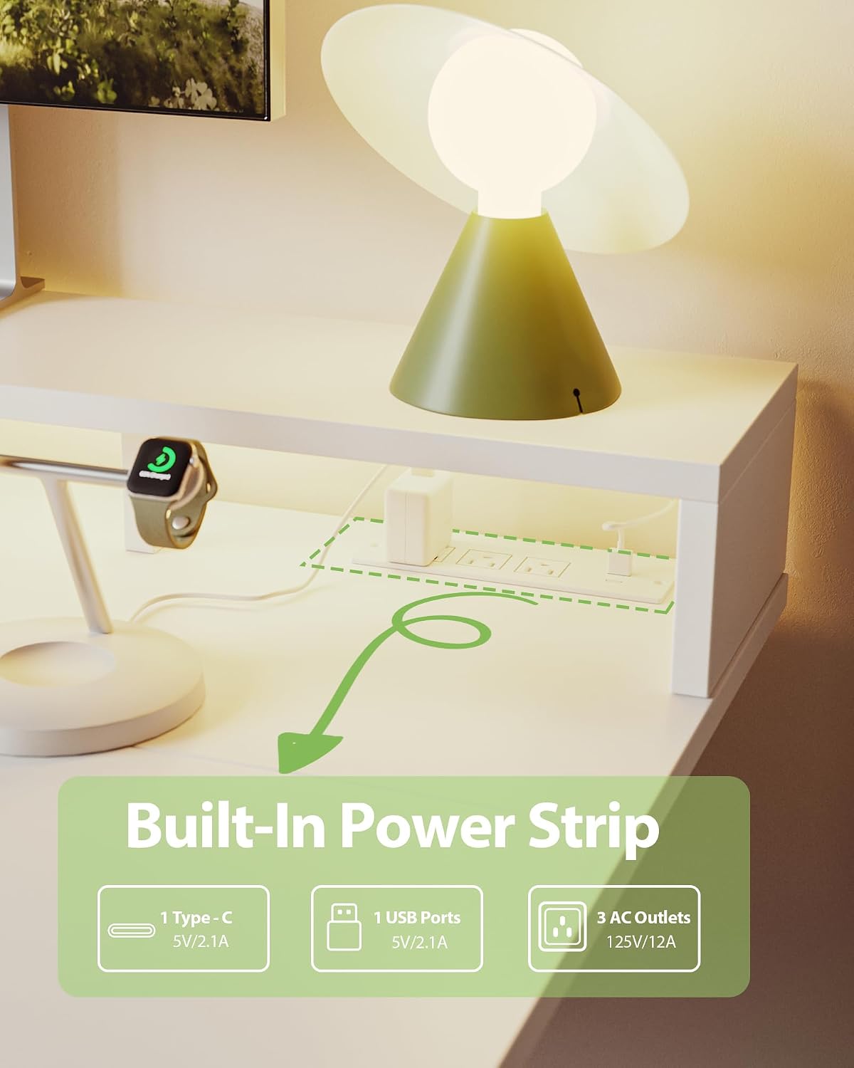 Agilestic 63x24 Inch Electric Standing Desk with Shelf, Height Adjustable Desk with Power Outlets & LED, Sit Stand Up Table with Monitor Stand, Computer Workstation, White