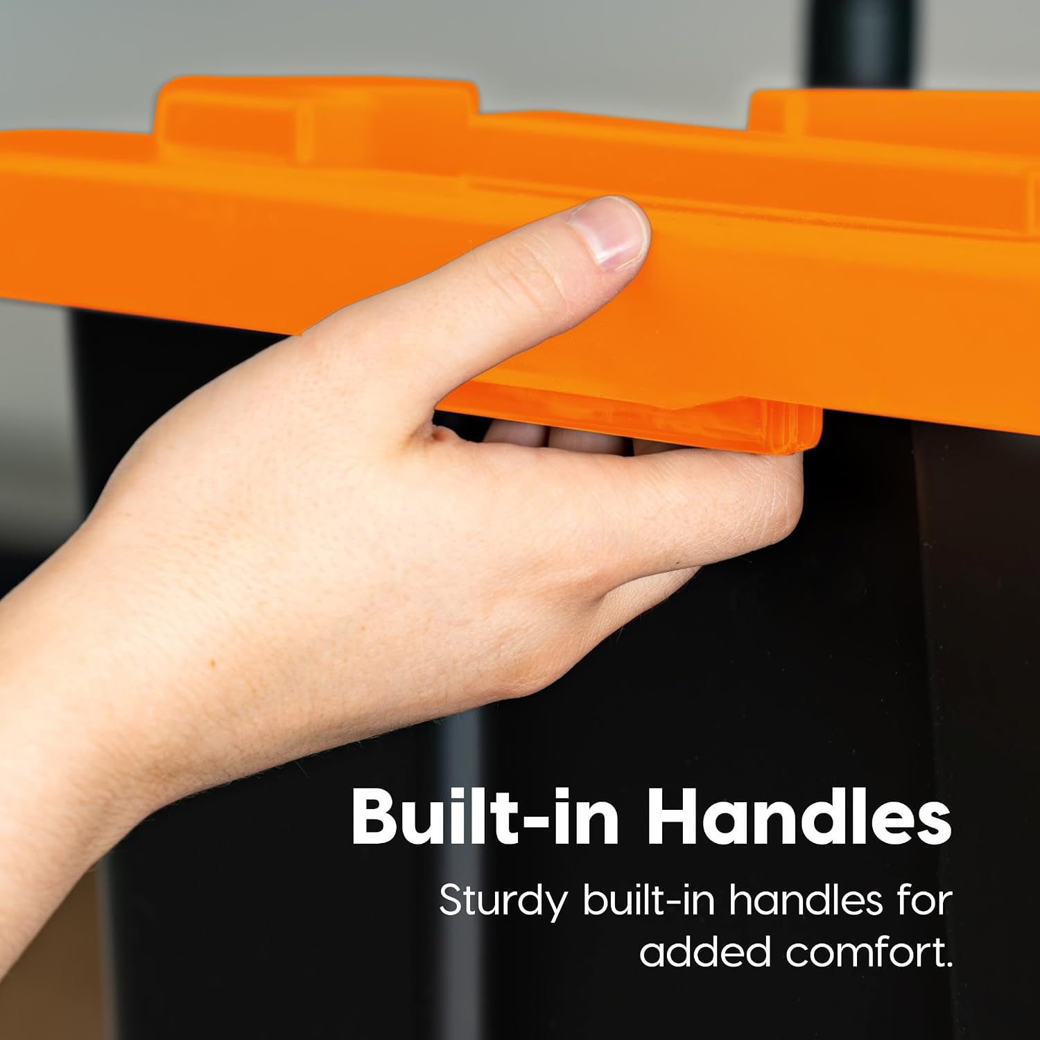 IRIS USA 3-Pack 27 Gallon Storage Bins with Lids |Made in USA| Heavy Duty Plastic Tote Containers for Truckbed Tool Box Organization, Large - Orange