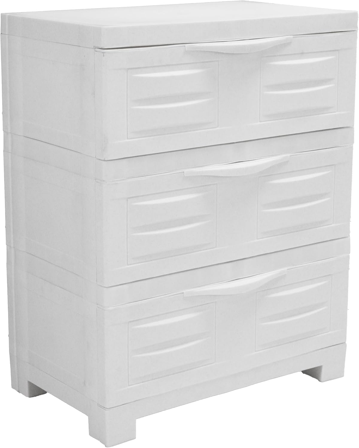 Sunnydaze 29.5' H 3-Tier Storage Cabinet with Drawers - Resin Storage Drawers Organizer - for Garage, Office, Home, Laundry Room - Speckled White